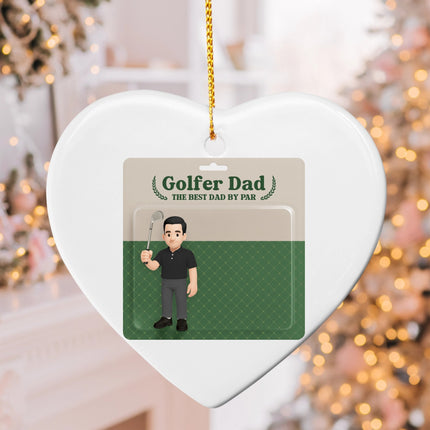 Golfer Dad Ceramic Heart Ornament