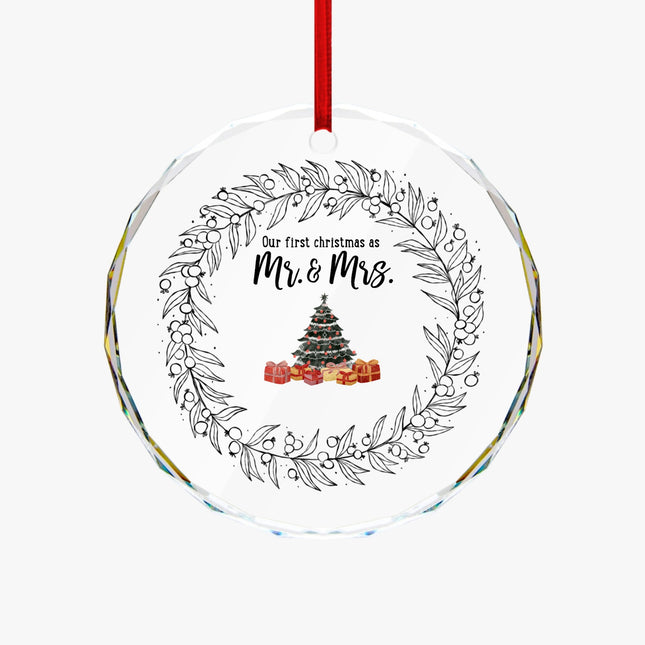 Our First Christmas As Partners Round Glass Ornament