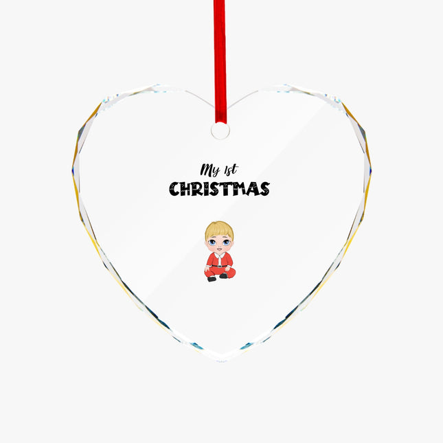 My 1st Christmas Heart-shaped Glass Ornament