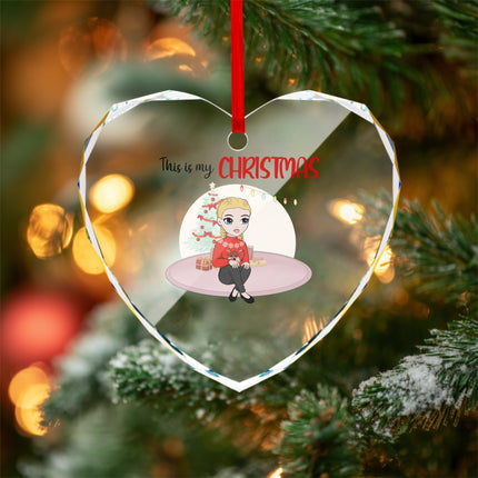 This Is My Christmas Heart-shaped Glass Ornament