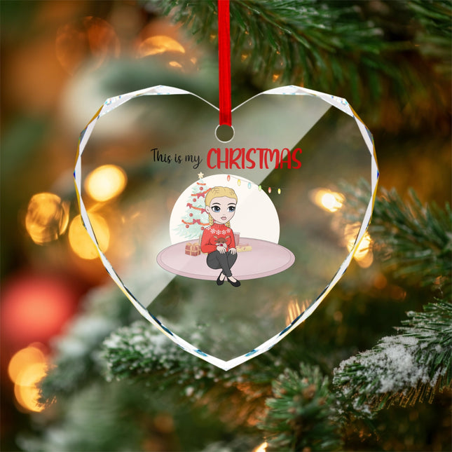 This Is My Christmas Heart-shaped Glass Ornament