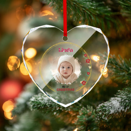 My 1st Christmas Heart-shaped Glass Ornament