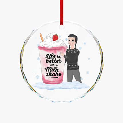 Life Is Better With A Cup Of Coffee Round Glass Ornament