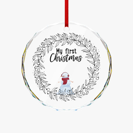 My First Christmas Round Glass Ornament