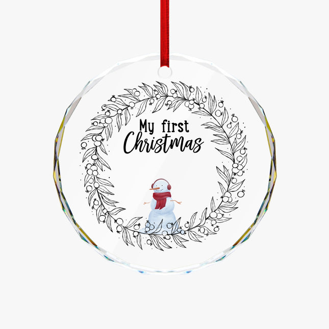 My First Christmas Round Glass Ornament
