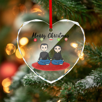 Merry Christmas From The Family Heart-shaped Glass Ornament