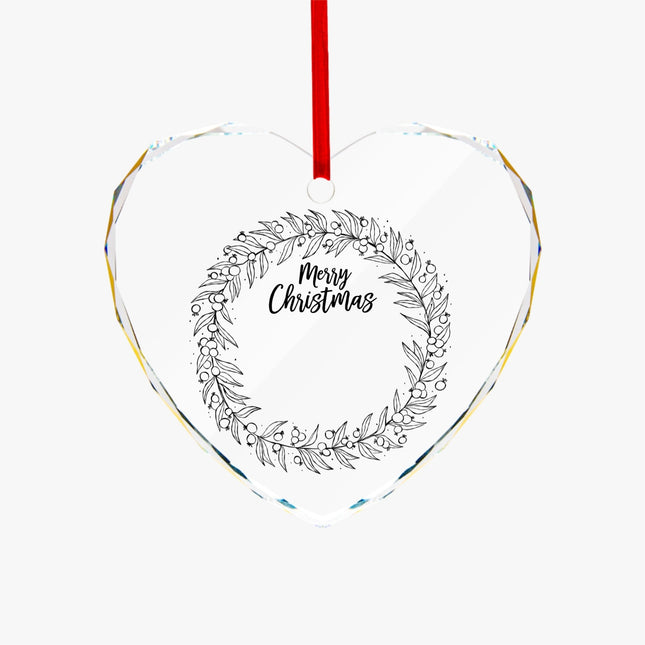 Merry Christmas Heart-shaped Glass Ornament