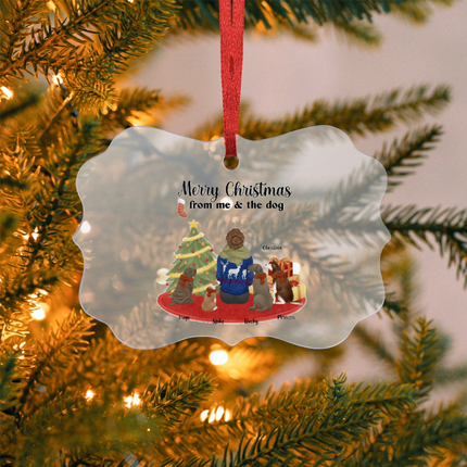 Merry Christmas From Me & The Dogs Acrylic Benelux Hanging Ornament