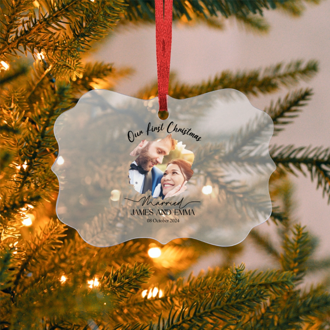 Our First Christmas Married Acrylic Benelux Hanging Ornament