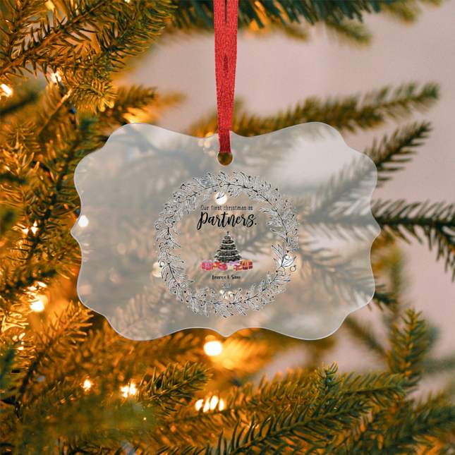 Our First Christmas As Partners Acrylic Benelux Hanging Ornament