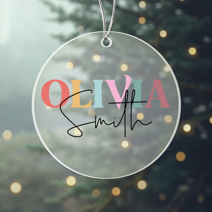 Colorful Name Acrylic Circle Ornament