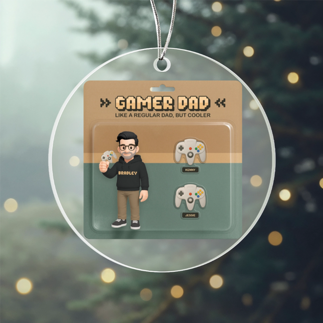Gamer Dad Acrylic Circle Ornament