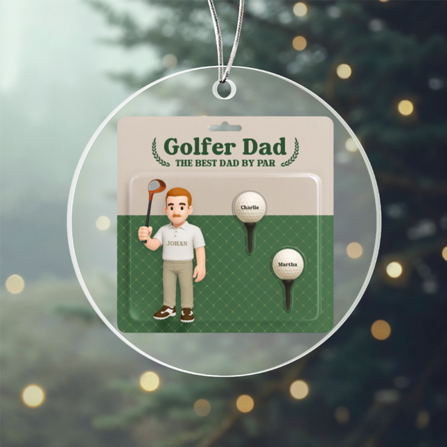 Golfer Dad Acrylic Circle Ornament