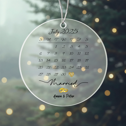 Married Calendar Acrylic Circle Ornament