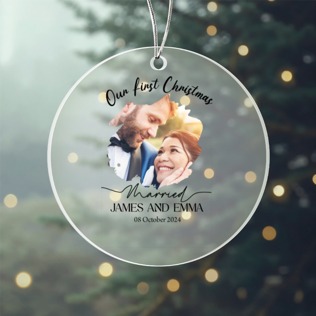 Our First Christmas Married Acrylic Circle Ornament