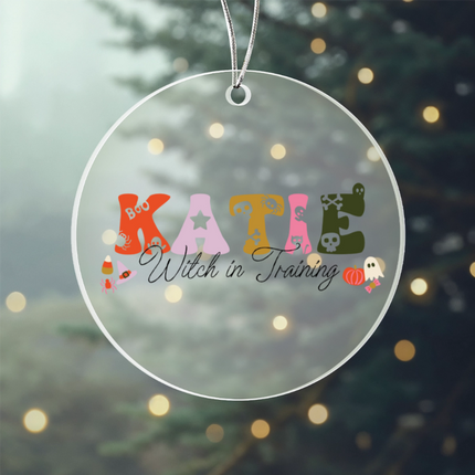 Spooky Cute Name Acrylic Circle Ornament