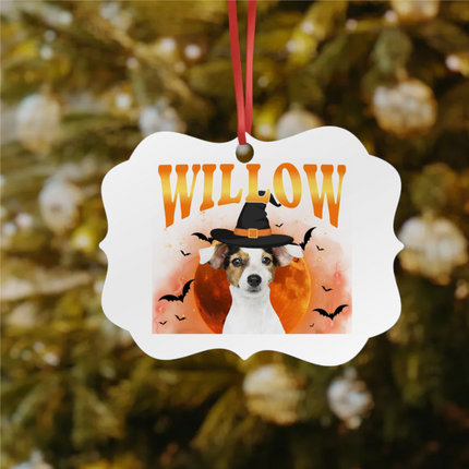 Halloween Bootleg Pet Portrait  Aluminum Ornaments