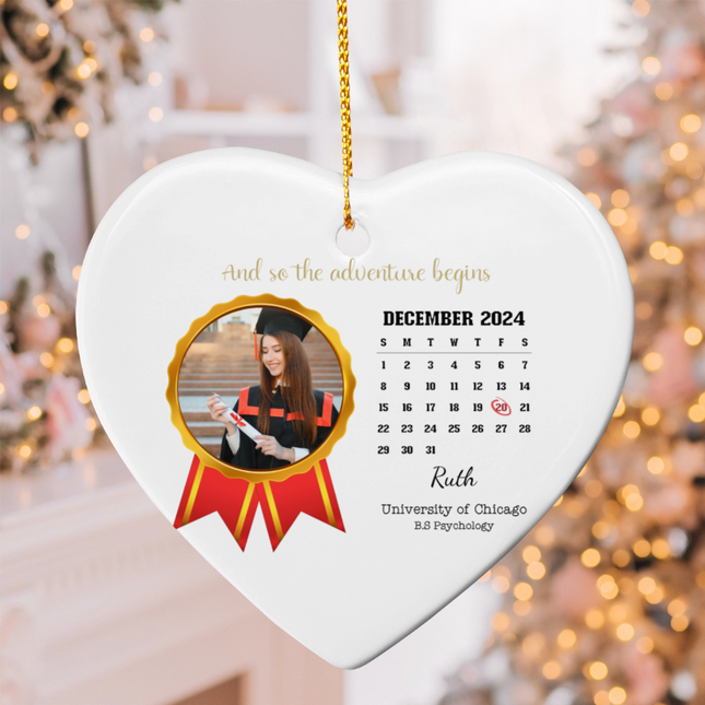 And So The Adventure Begins Ceramic Heart Ornament