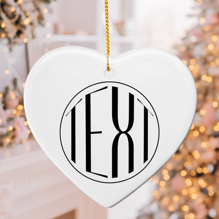 Circle Monogram Ceramic Heart Ornament