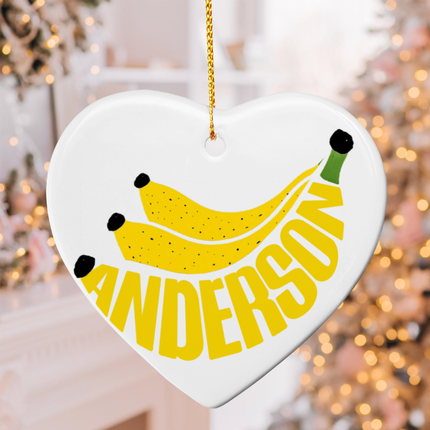 Fruit Name Ceramic Heart Ornament