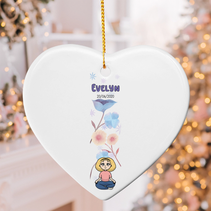 Kids Measuring Bar Ceramic Heart Ornament