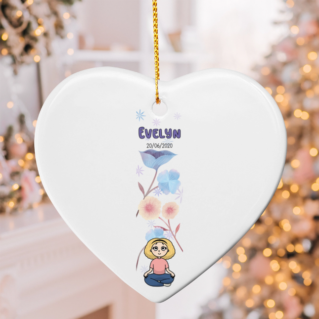 Kids Measuring Bar Ceramic Heart Ornament