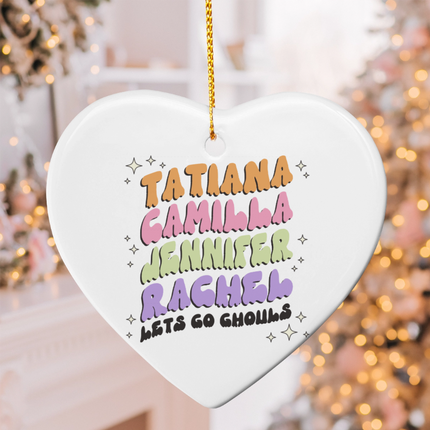 Lets Go Ghouls Ceramic Heart Ornament