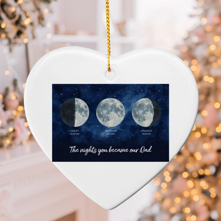 Moon phases, nights you became our Dad Ceramic Heart Ornament