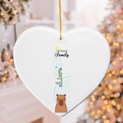 Our Growing Family Ceramic Heart Ornament