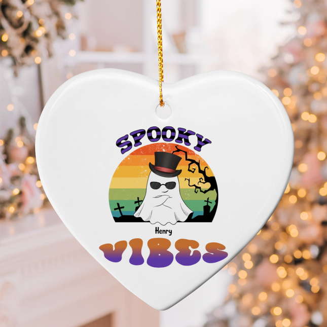Spooky Vibes Ceramic Heart Ornament