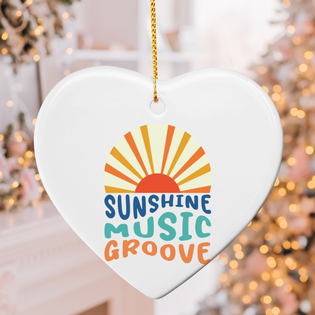 Sunshine Music Groove Ceramic Heart Ornament