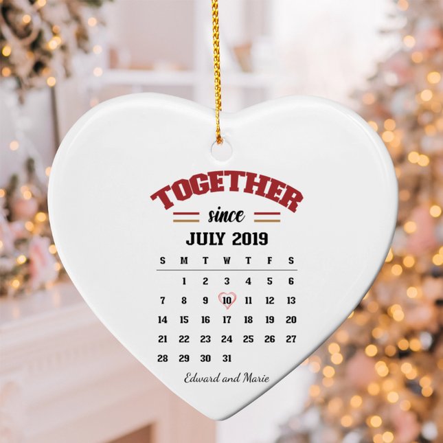 Together Since Ceramic Heart Ornament
