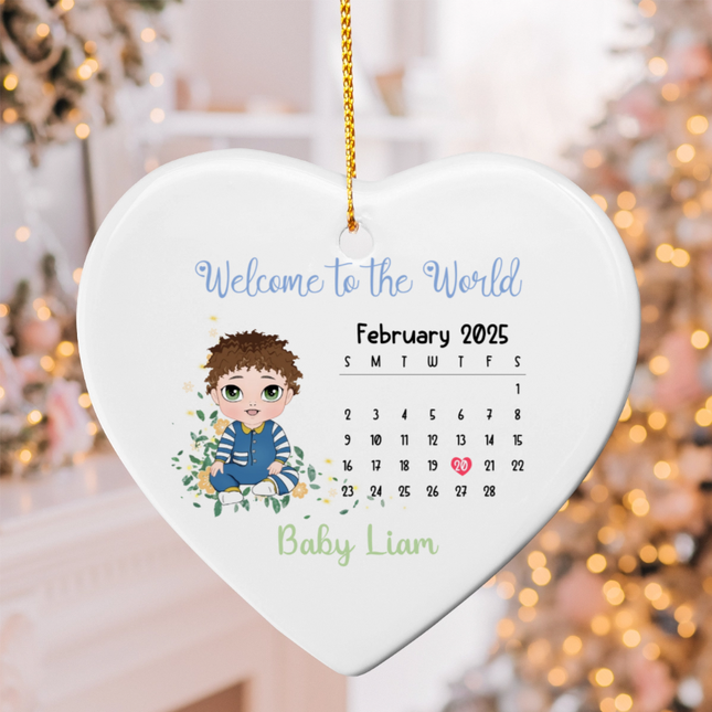 Welcome To The World Ceramic Heart Ornament