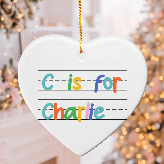 Y is for Your Name Ceramic Heart Ornament