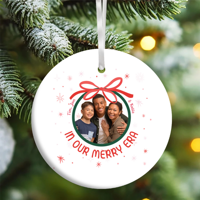 Christmas Bow Ceramic Ornament