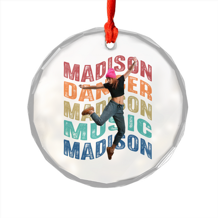 Background Words Glass Ornament