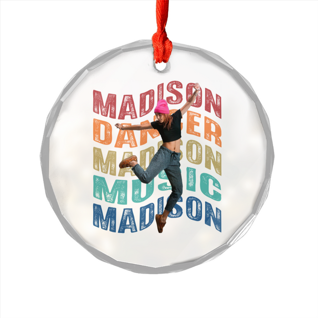 Background Words Glass Ornament