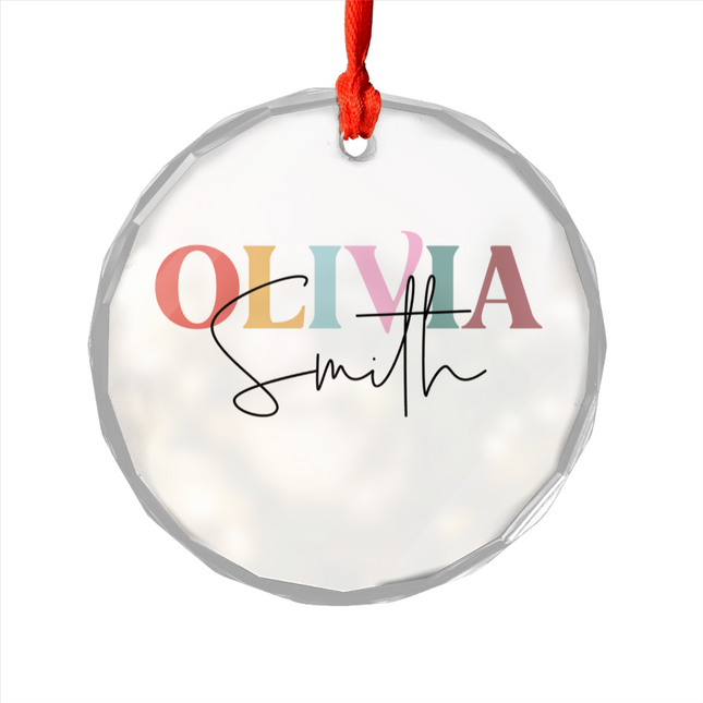 Colorful Name Glass Ornament