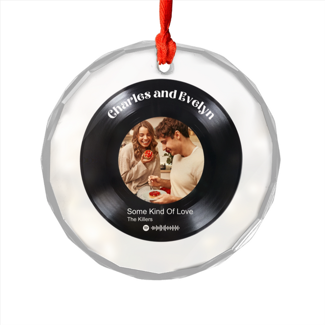 Music Player Vinyl Record Spotify Glass Ornament