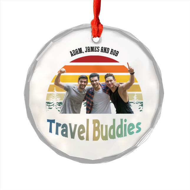 Travel Buddies Glass Ornament