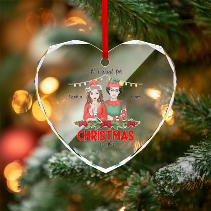 All I Want For Christmas Is You Heart-shaped Glass Ornament