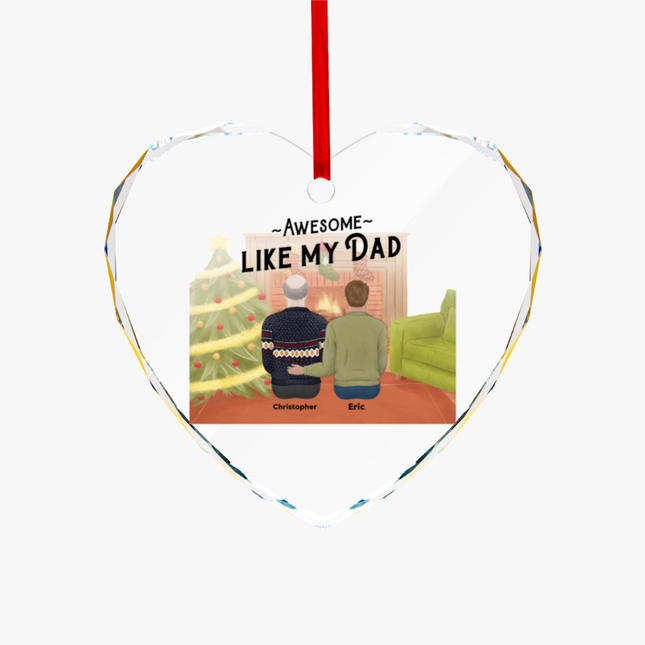 Awesome Like My Dad Heart-shaped Glass Ornament
