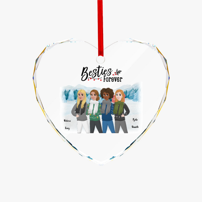 Besties Forever Heart-shaped Glass Ornament