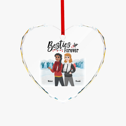 Besties Forever Heart-shaped Glass Ornament