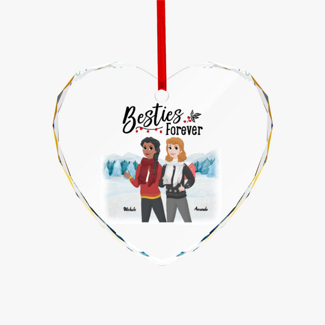 Besties Forever Heart-shaped Glass Ornament