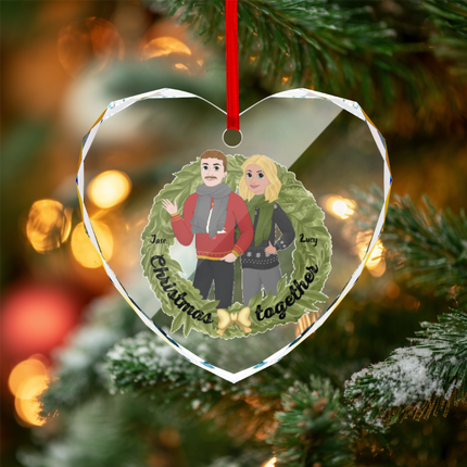 Christmas Together Heart-shaped Glass Ornament