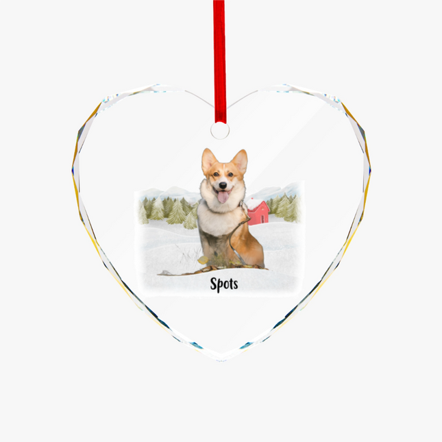 Christmas With My Pet Heart-shaped Glass Ornament