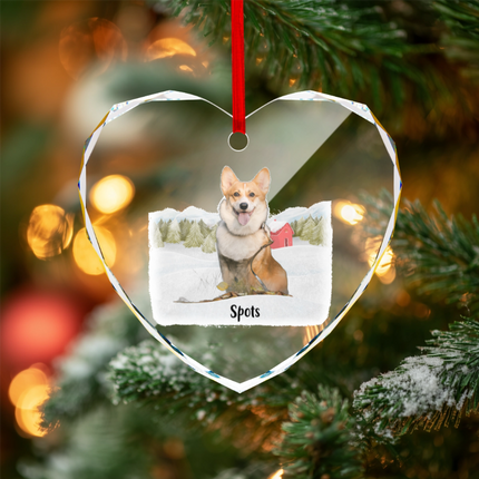 Christmas With My Pet Heart-shaped Glass Ornament