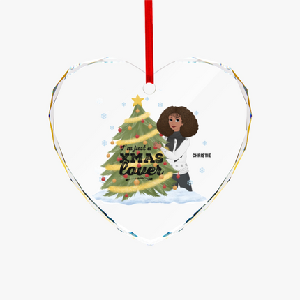 I'm Just A Christmas Lover Heart-shaped Glass Ornament