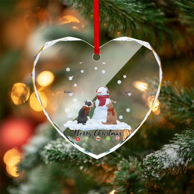 Merry Christmas Heart-shaped Glass Ornament